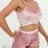 Crushed Velvet Pink Booty Shorts And Crop Top