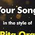 Rita Ora Your Song Karaoke Version From Zoom Karaoke