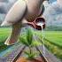 A Big Pigeon Plants A Coconut Tree On A Train Track And Gives It Lots Of Water Ai Pigeon